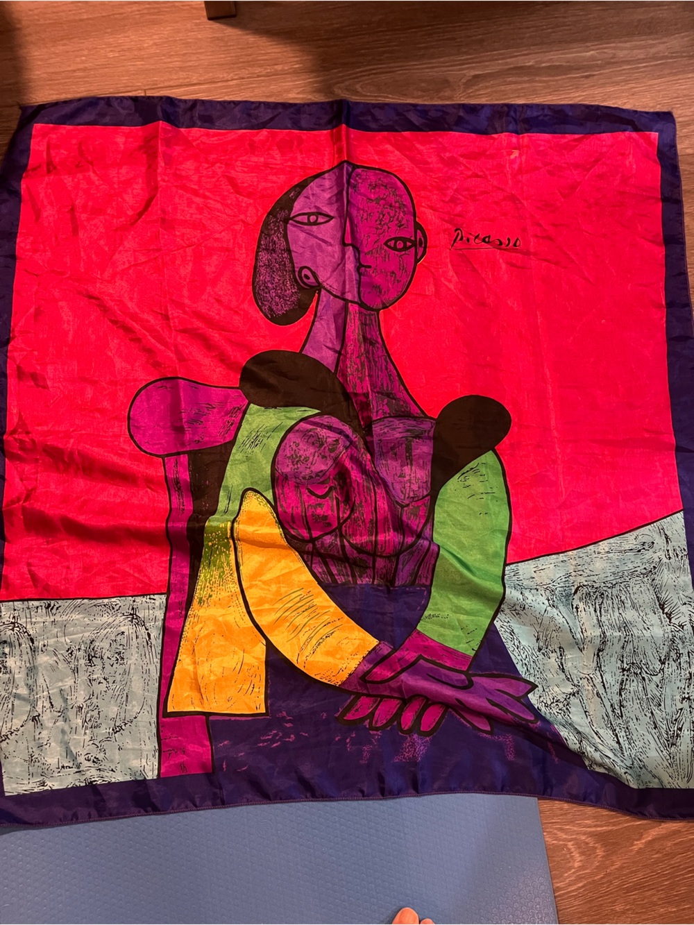 Colorful Abstract Art Silk Scarf - Bold Pink, Purple, Green, Yellow